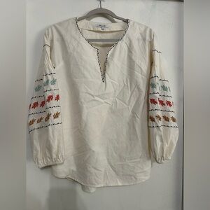 MADELL Embroidered-Sleeve Popover Top.small